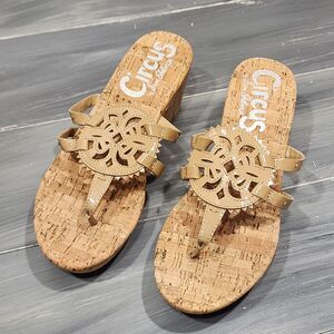 Sam Edelman‎ Circus Wedge Sandals Rocky Platform Almond Size 8.5 M